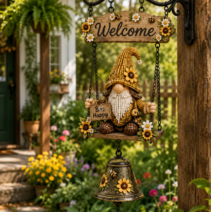 ⏰Limited Time 50% OFF🐞 Rustic Gnome Bell – Charming Garden Yard Decor