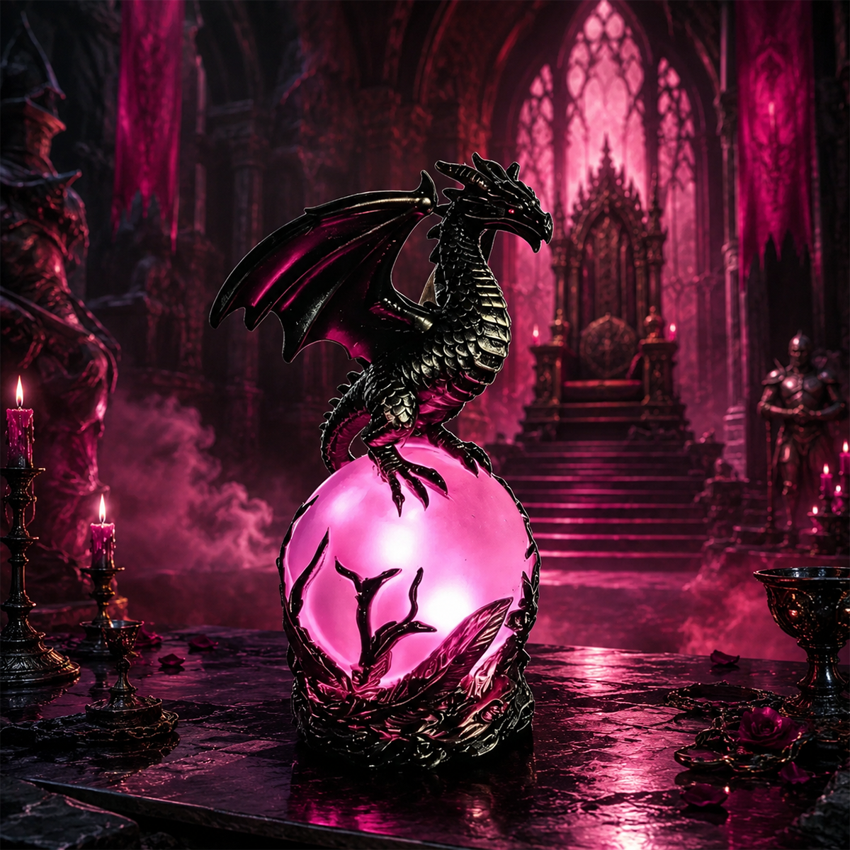 🔥Free Shipping🔮 Gothic Dragon LED Crystal Ball Lamp — Dark Aesthetic Decor
