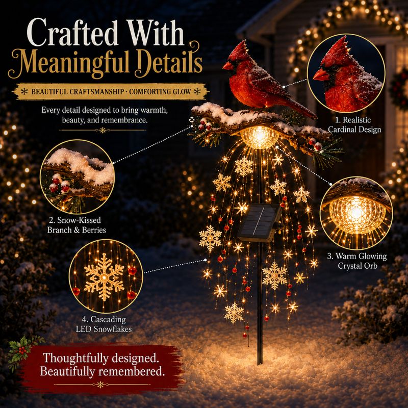 🕊️🎄Solar Cardinal Memory Fountain Light – Christmas Remembrance Garden Stake