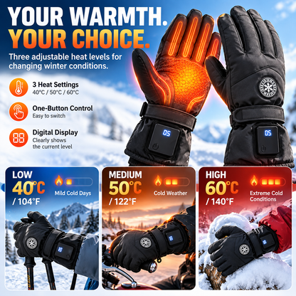 🔥🧤 Rechargeable Heated Gloves – 3 Heat Levels, Touchscreen Winter Gloves