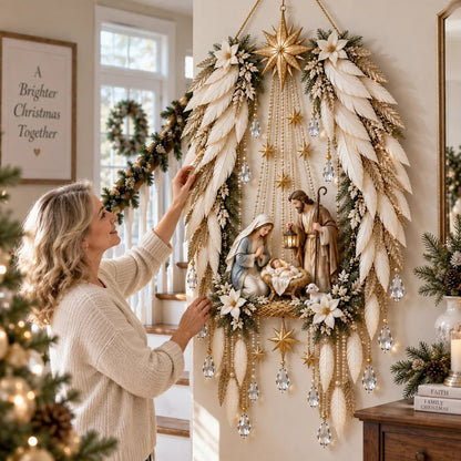 ✨🎄 Lighted Angel Wings Nativity Decor – Warm Christmas Wall Accent