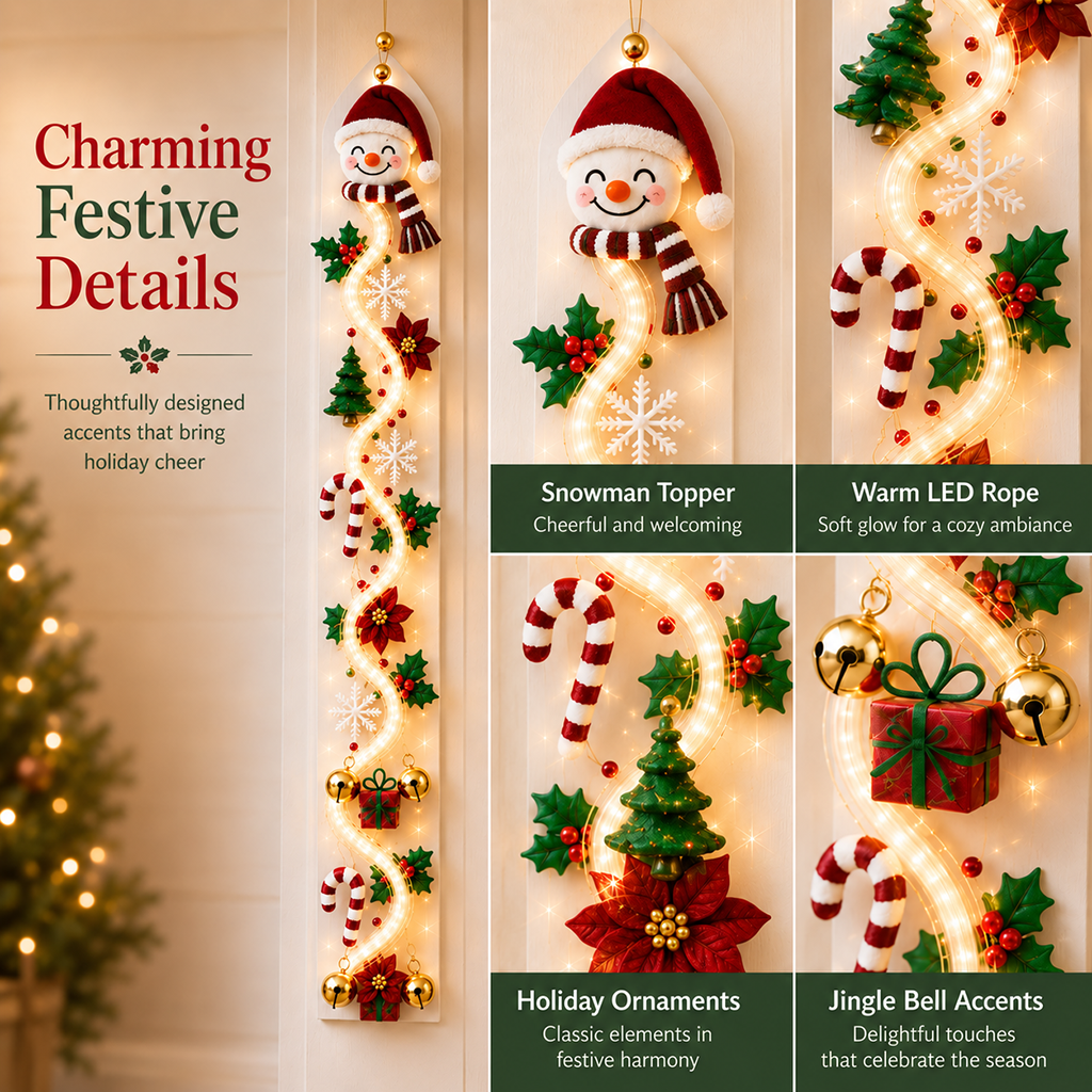 ⛄️🎅🎄 Lighted Christmas Hanging Garland – Festive Doorway Decor
