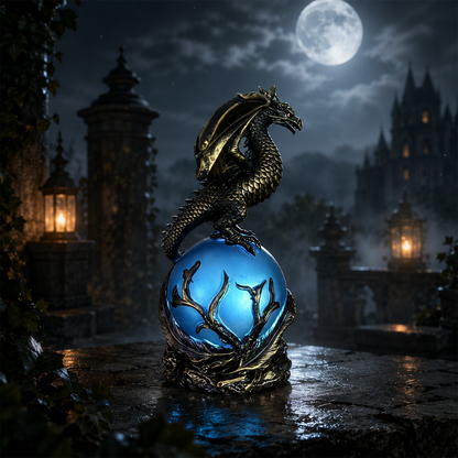 🔥Free Shipping🔮 Gothic Dragon LED Crystal Ball Lamp — Dark Aesthetic Decor