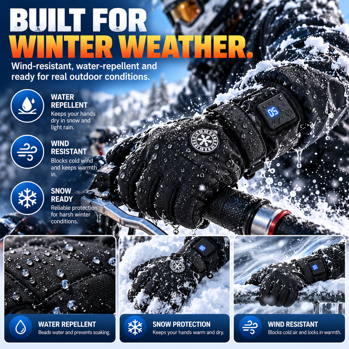 🔥🧤 Rechargeable Heated Gloves – 3 Heat Levels, Touchscreen Winter Gloves