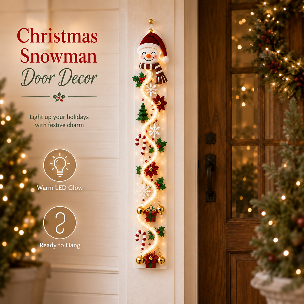 ⛄️🎅🎄 Lighted Christmas Hanging Garland – Festive Doorway Decor