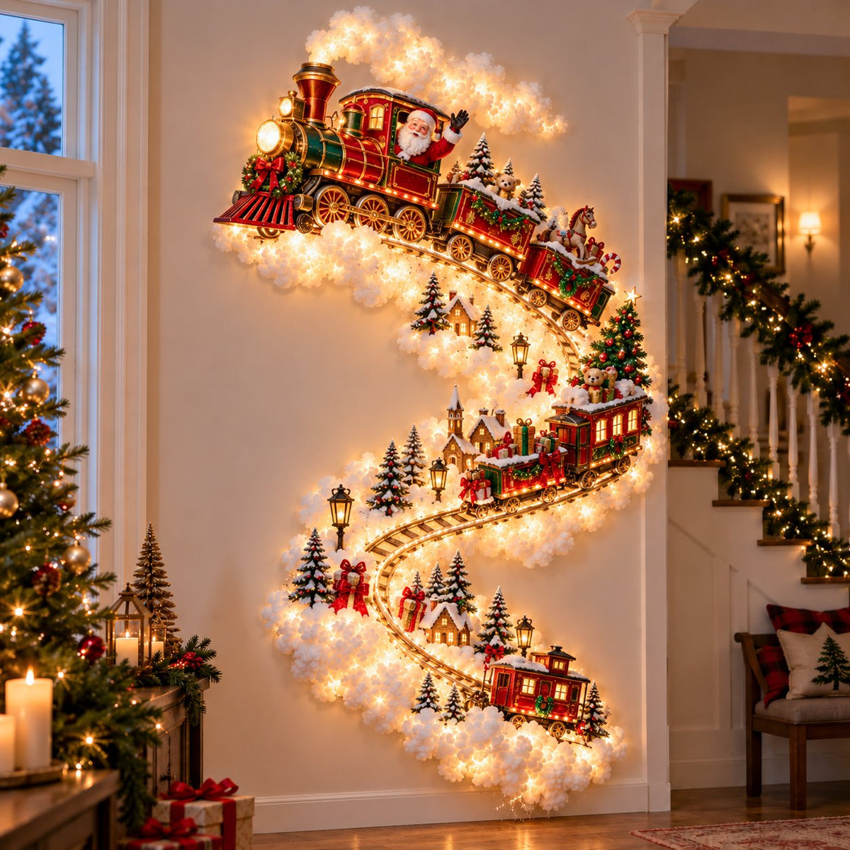 🎄48% OFF｜Christmas Magic Trail Wall Light – Layered Lighted Christmas Scene✨