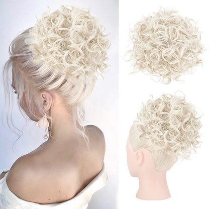 🎀30s Instant Drawstring Curly Messy Bun Hair Piece– Natural Fluffy Updo Hair Extension For Daily, Wedding & Party