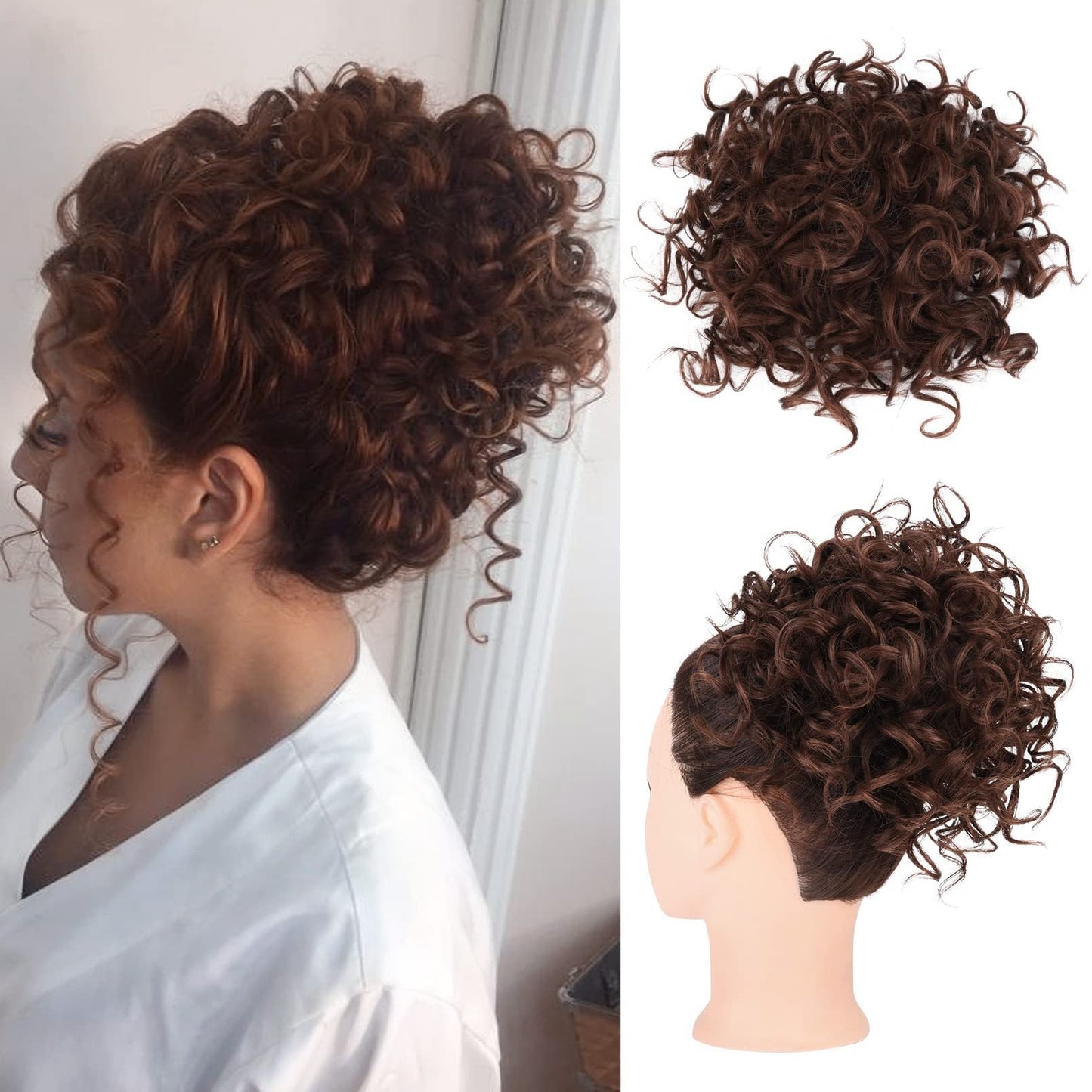 🎀30s Instant Drawstring Curly Messy Bun Hair Piece– Natural Fluffy Updo Hair Extension For Daily, Wedding & Party