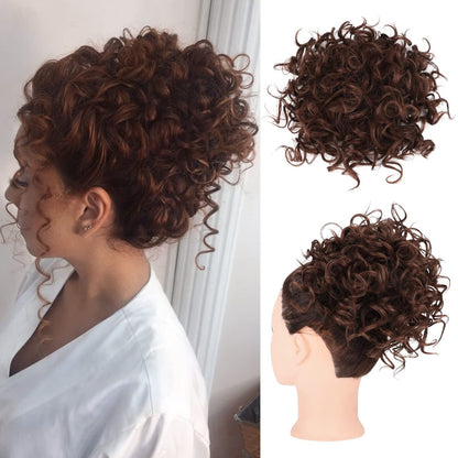 🎀30s Instant Drawstring Curly Messy Bun Hair Piece– Natural Fluffy Updo Hair Extension For Daily, Wedding & Party