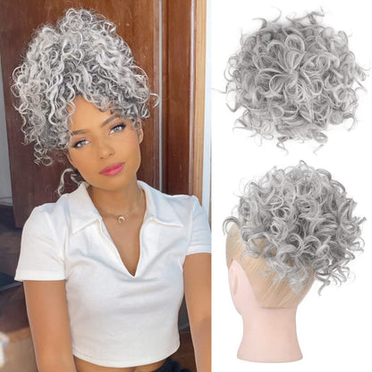 🎀30s Instant Drawstring Curly Messy Bun Hair Piece– Natural Fluffy Updo Hair Extension For Daily, Wedding & Party