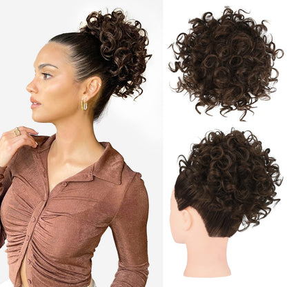 🎀30s Instant Drawstring Curly Messy Bun Hair Piece– Natural Fluffy Updo Hair Extension For Daily, Wedding & Party