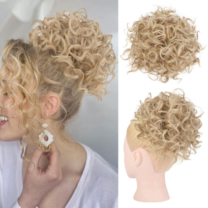 🎀30s Instant Drawstring Curly Messy Bun Hair Piece– Natural Fluffy Updo Hair Extension For Daily, Wedding & Party