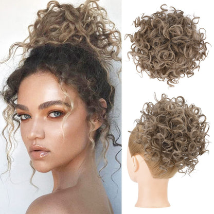 🎀30s Instant Drawstring Curly Messy Bun Hair Piece– Natural Fluffy Updo Hair Extension For Daily, Wedding & Party