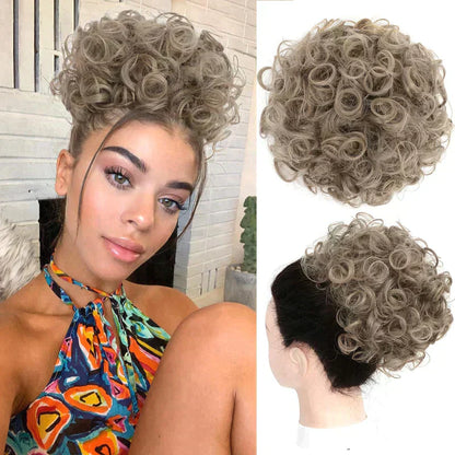 🎀30s Instant Drawstring Curly Messy Bun Hair Piece– Natural Fluffy Updo Hair Extension For Daily, Wedding & Party