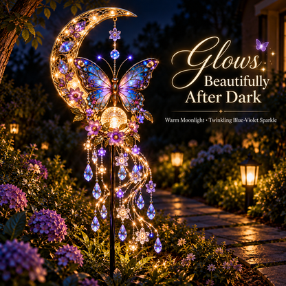 🦋 Glowing Butterfly Crescent Moon Solar Garden Light