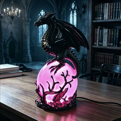 🔥Free Shipping🔮 Gothic Dragon LED Crystal Ball Lamp — Dark Aesthetic Decor