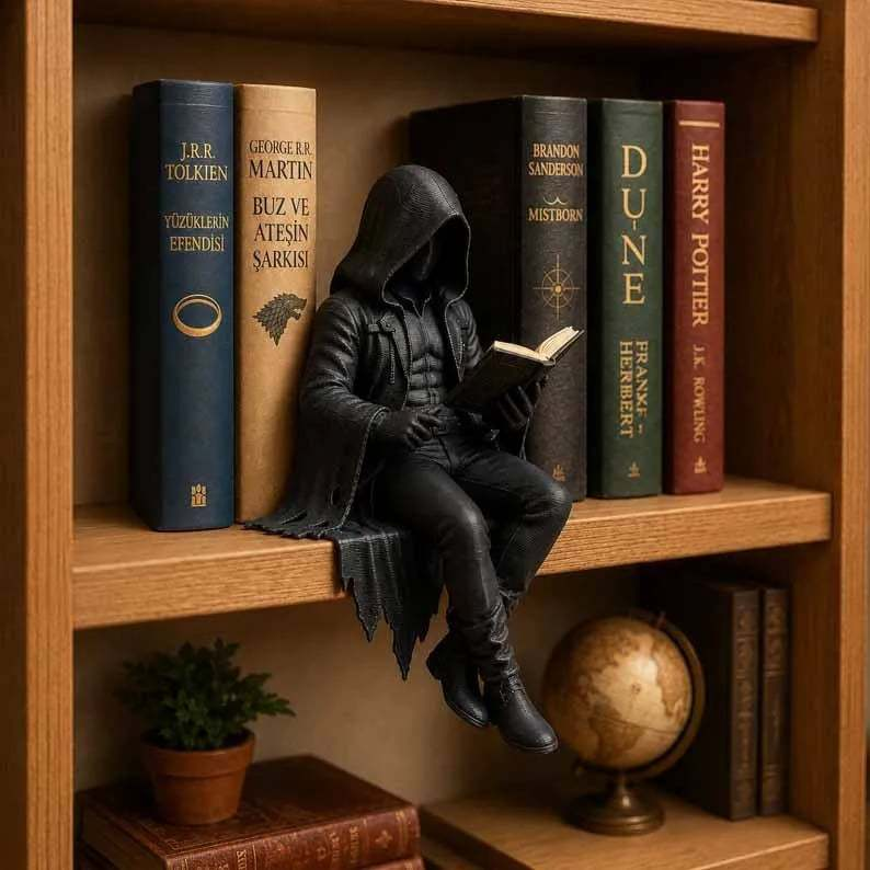 💀 Hand-Painted Skeleton Book Figurine 🎁 Unique Gift for Book Lovers