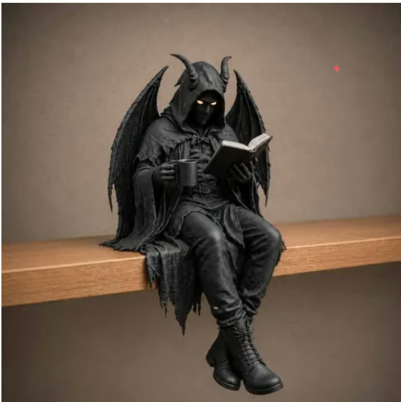 💀 Hand-Painted Skeleton Book Figurine 🎁 Unique Gift for Book Lovers