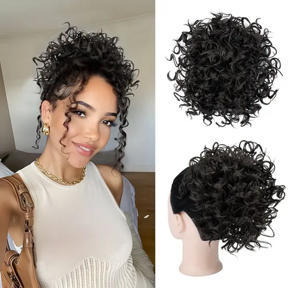 🎀30s Instant Drawstring Curly Messy Bun Hair Piece– Natural Fluffy Updo Hair Extension For Daily, Wedding & Party