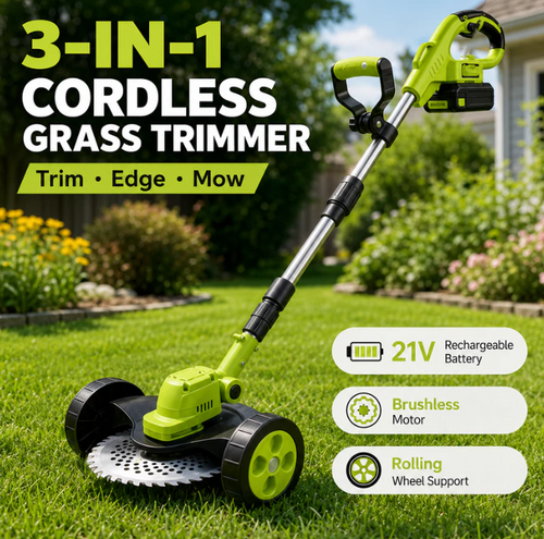 🔥 Cut, Edge & Trim with Ease! 🌿 21V 3-in-1 Cordless Trimmer + 2 Batteries | Save 55% Today