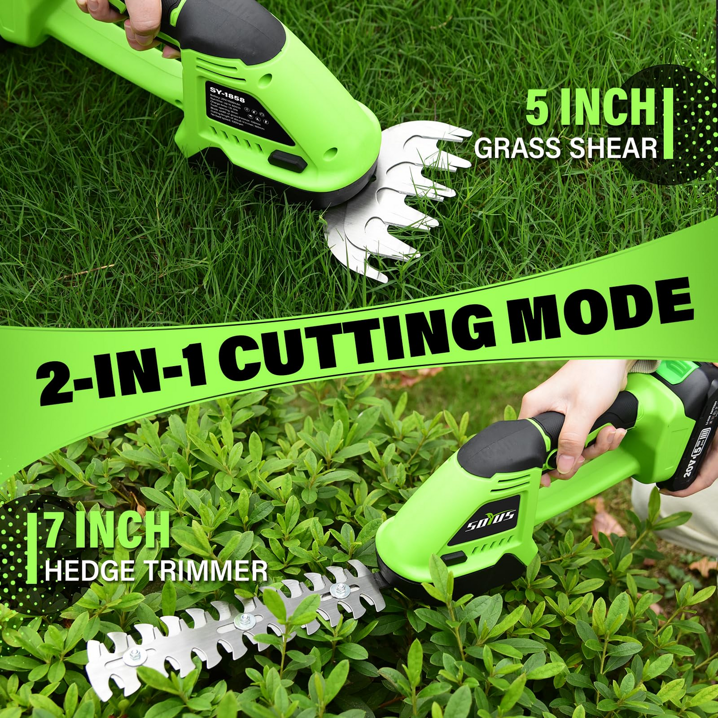 ✂️ Compact One-Hand 2-in-1 Cordless Hedge Trimmer | Up To 60 Mins Long Runtime For Yard Work 🌿