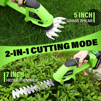 ✂️ Compact One-Hand 2-in-1 Cordless Hedge Trimmer | Up To 60 Mins Long Runtime For Yard Work 🌿