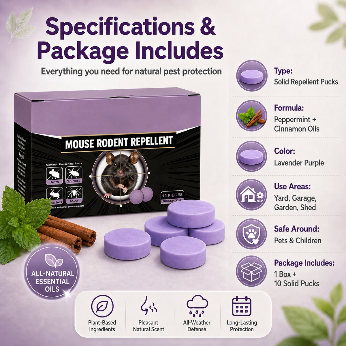 🏠 Rodent Repellent Balls | 12 Individually Wrapped Pieces 🎒 Convenient & Simple To Use, Ideal For Multiple Household Scenarios