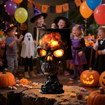 💥 Limited Discount 💀 Gothic Skull LED Desk Lamp | Spooky Witchy Lighting For Halloween Decor