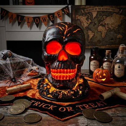 💥 Limited Discount 💀 Gothic Skull LED Desk Lamp | Spooky Witchy Lighting For Halloween Decor