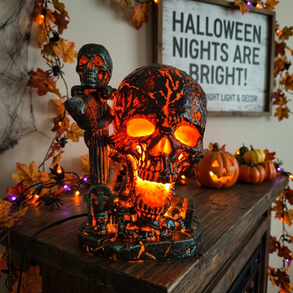 💥 Limited Discount 💀 Gothic Skull LED Desk Lamp | Spooky Witchy Lighting For Halloween Decor
