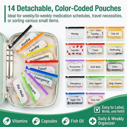 💊Your All-In-One 14-Day Waterproof Travel Vitamin Organizer – Stay On Dose, Anywhere You Go