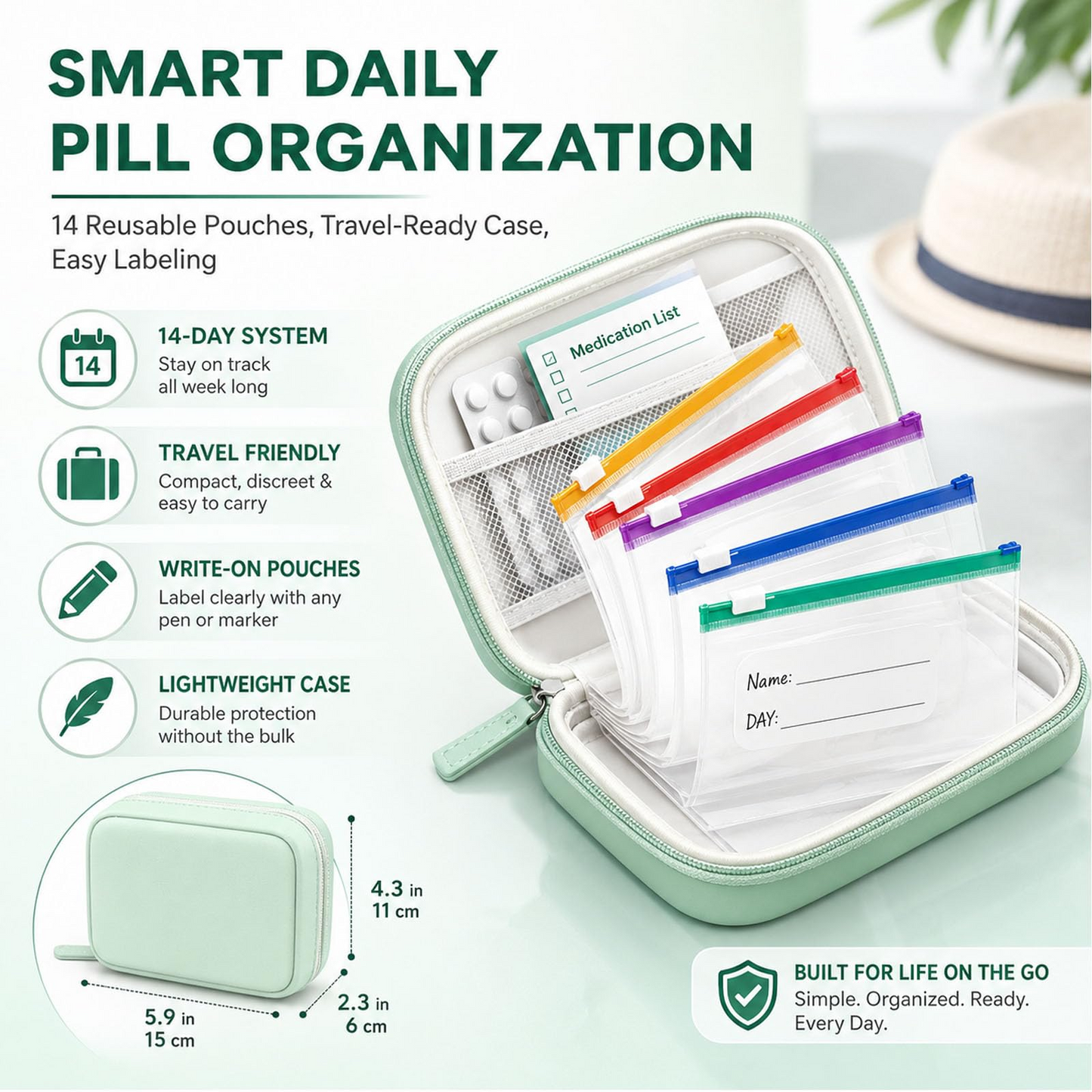 💊Your All-In-One 14-Day Waterproof Travel Vitamin Organizer – Stay On Dose, Anywhere You Go