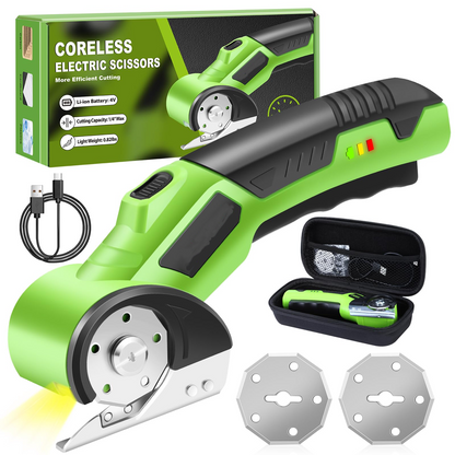 🛡️Cordless Rechargeable Electric Scissors Fabric Cutter, Multi-Purpose Cutting Tool for Cloth, Leather, Carpet,