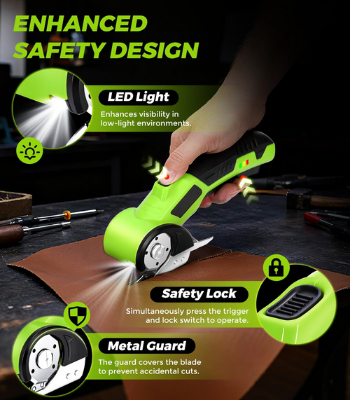 🛡️Cordless Rechargeable Electric Scissors Fabric Cutter, Multi-Purpose Cutting Tool for Cloth, Leather, Carpet,