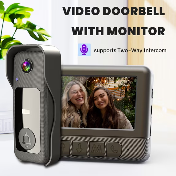 🔥X6F Wireless Video Doorbell Camera🛡️ 4.3‑Inch HD Color Screen, Night Vision, No WiFi & No App Required for Home Security