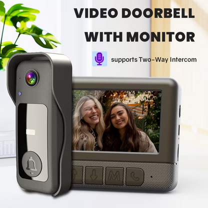 🔥X6F Wireless Video Doorbell Camera🛡️ 4.3‑Inch HD Color Screen, Night Vision, No WiFi & No App Required for Home Security