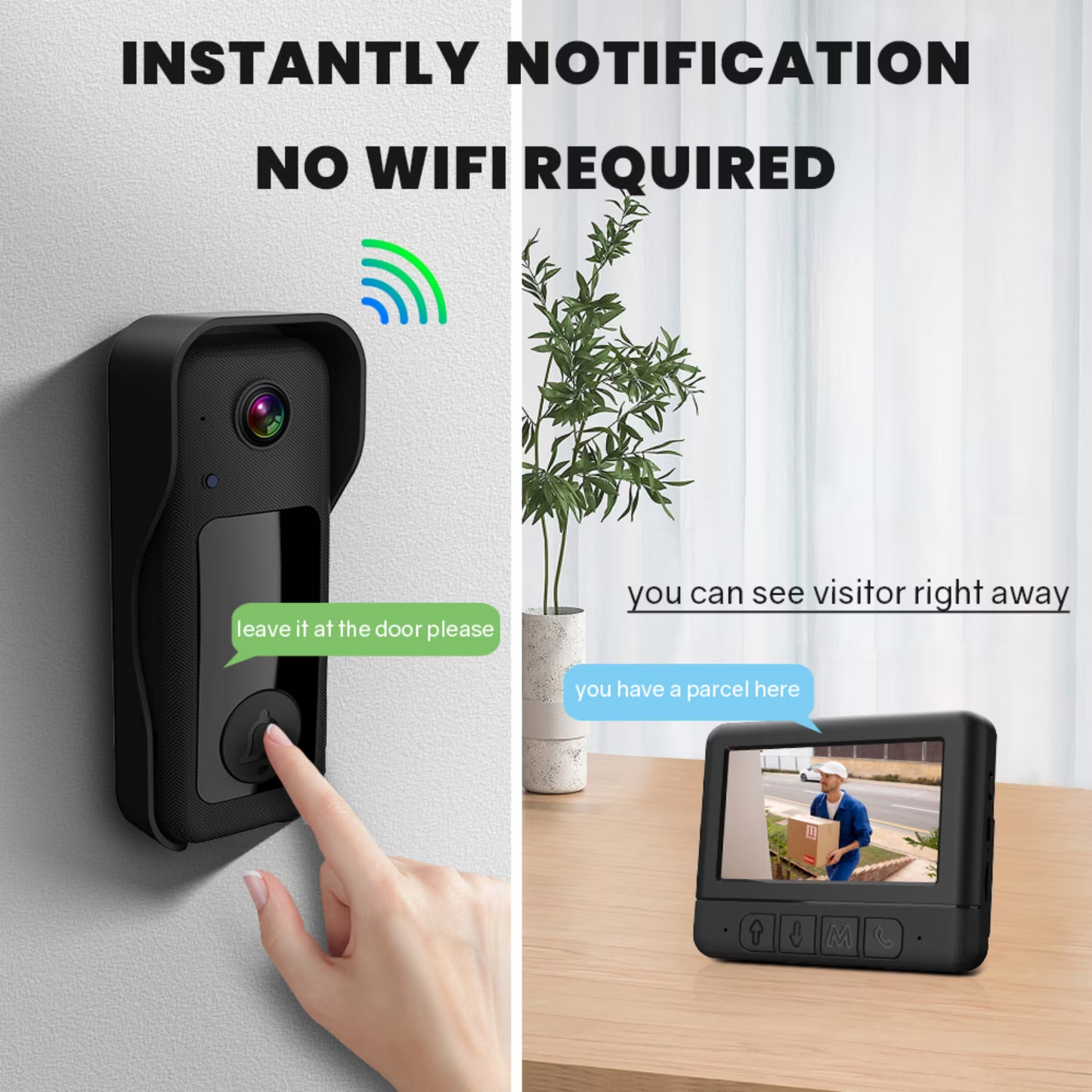 🔥X6F Wireless Video Doorbell Camera🛡️ 4.3‑Inch HD Color Screen, Night Vision, No WiFi & No App Required for Home Security