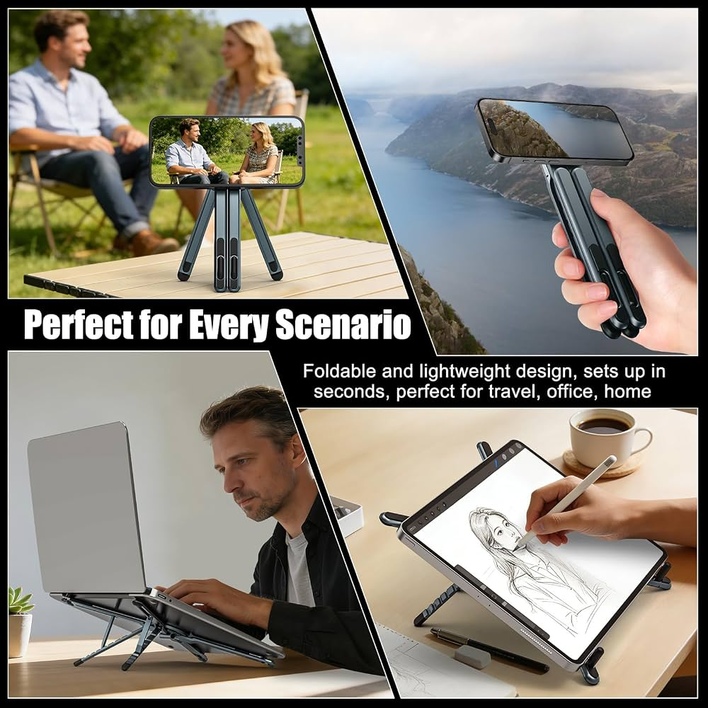 🧲6‑in‑1 Magnetic Foldable Stand｜One Stand For Phone, Tablet & Laptop