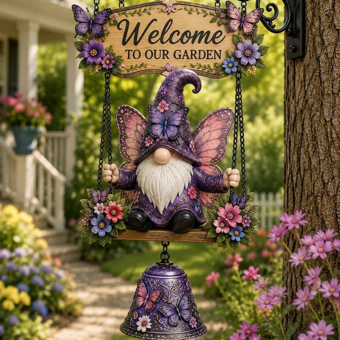⏰Limited Time 50% OFF🐞 Rustic Gnome Bell – Charming Garden Yard Decor