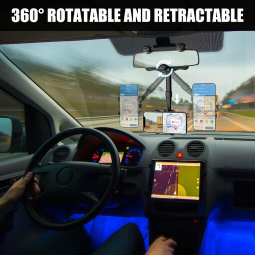 🔥Save45%🚗Rotatable Retractable Rearview Mirror Phone Holder | No Glue No Suction Cups