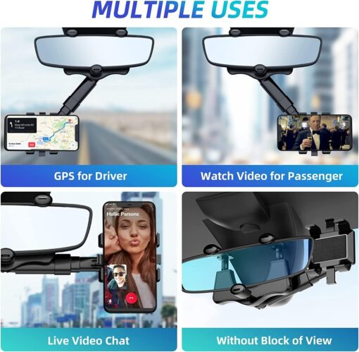 🔥Save45%🚗Rotatable Retractable Rearview Mirror Phone Holder | No Glue No Suction Cups
