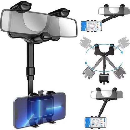 🔥Save45%🚗Rotatable Retractable Rearview Mirror Phone Holder | No Glue No Suction Cups