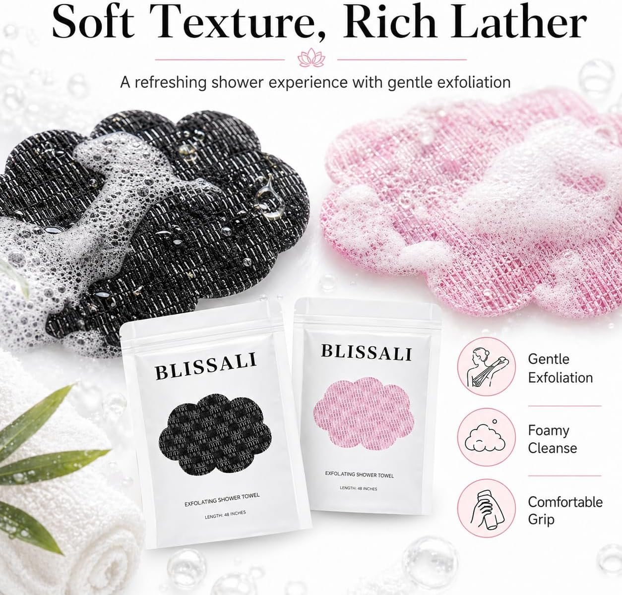 🔥Save50%🛁Exfoliating Antibacterial Bath Wash Cloth, Reusable Body Scrub Towel