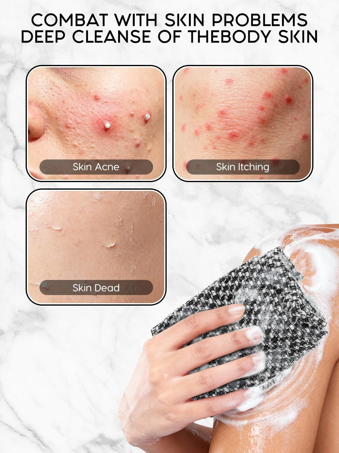 🔥Save50%🛁Exfoliating Antibacterial Bath Wash Cloth, Reusable Body Scrub Towel