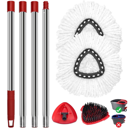 🔥 A Must-Have for Deep Floor Cleaning in Dorms and Homes—Microfiber Spin Mop Head Refills & Scrub Brush (does not  bucket)
