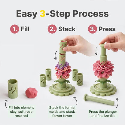 💐 DIY Clay Flower Bouquet Kit – Comes With 12 Colors of Modeling Clay FREE