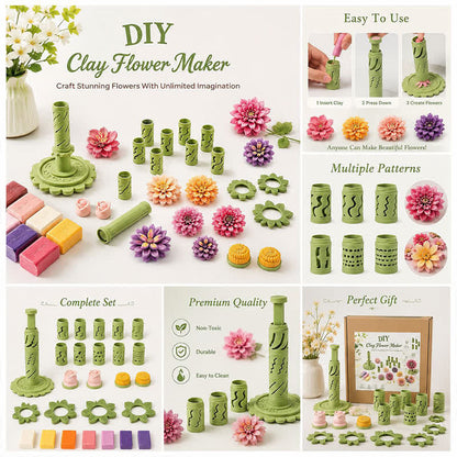💐 DIY Clay Flower Bouquet Kit – Comes With 12 Colors of Modeling Clay FREE