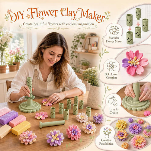 💐 DIY Clay Flower Bouquet Kit – Comes With 12 Colors of Modeling Clay FREE