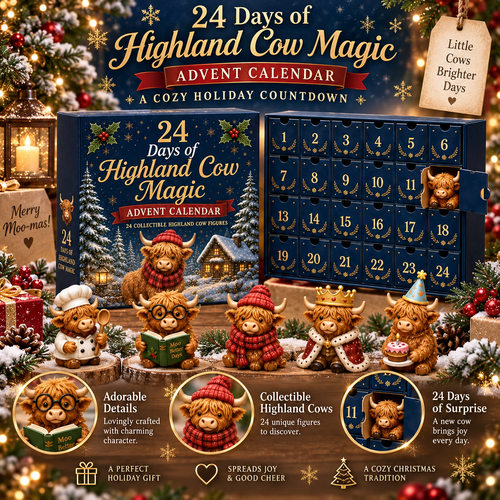🎄 Highland Cow Advent Calendar 2026 – 24-Day Collectible Figurine Countdown