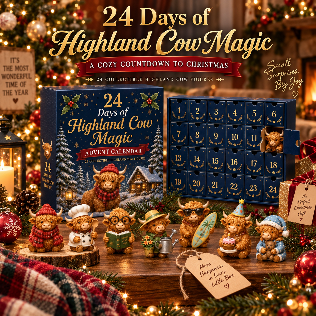 🎄 Highland Cow Advent Calendar 2026 – 24-Day Collectible Figurine Countdown